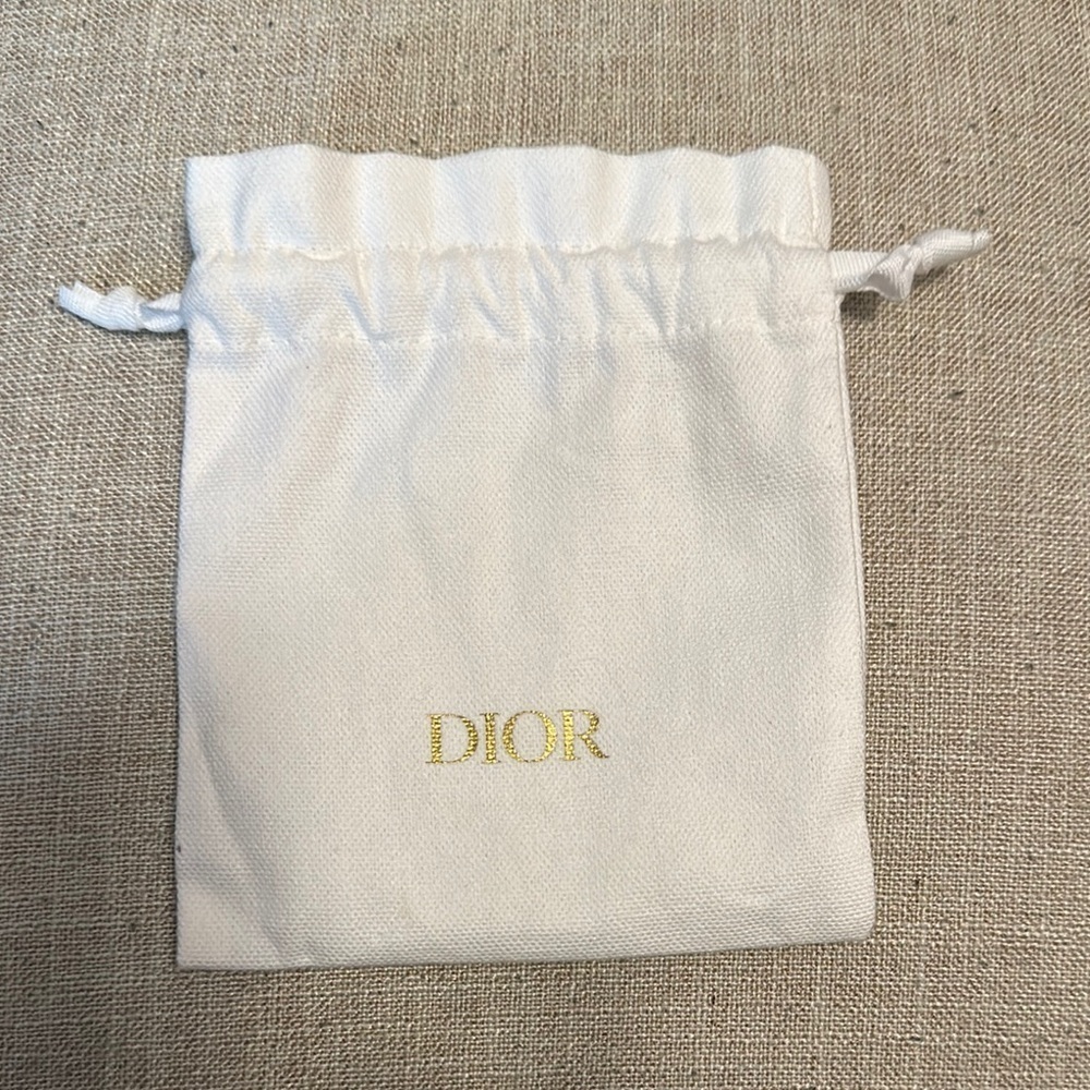 Dior White Drawstring Pouch; New